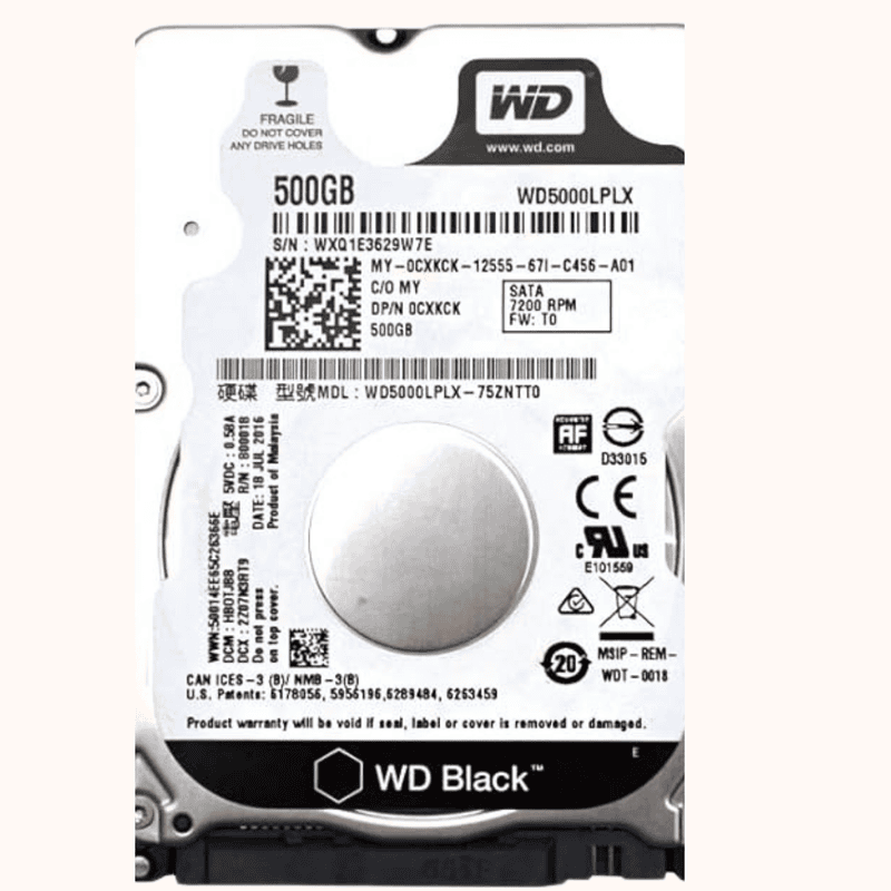 Refurbished WD SATA HDD 2.5 500GB (WD5000LPLX-75ZNTT0)