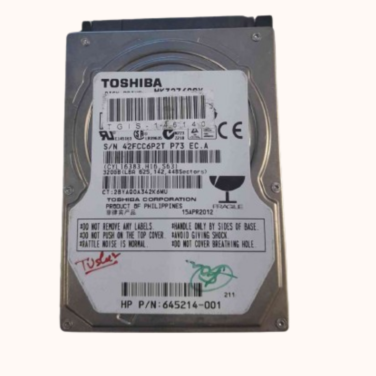 Refurbished TOSHIBA 2.5 Internal Hard Drive 320GB (MK3276GSX)