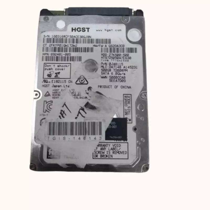 Refurbished HGST Corporation Laptop SATA Hard Drive 500GB (0J38075)