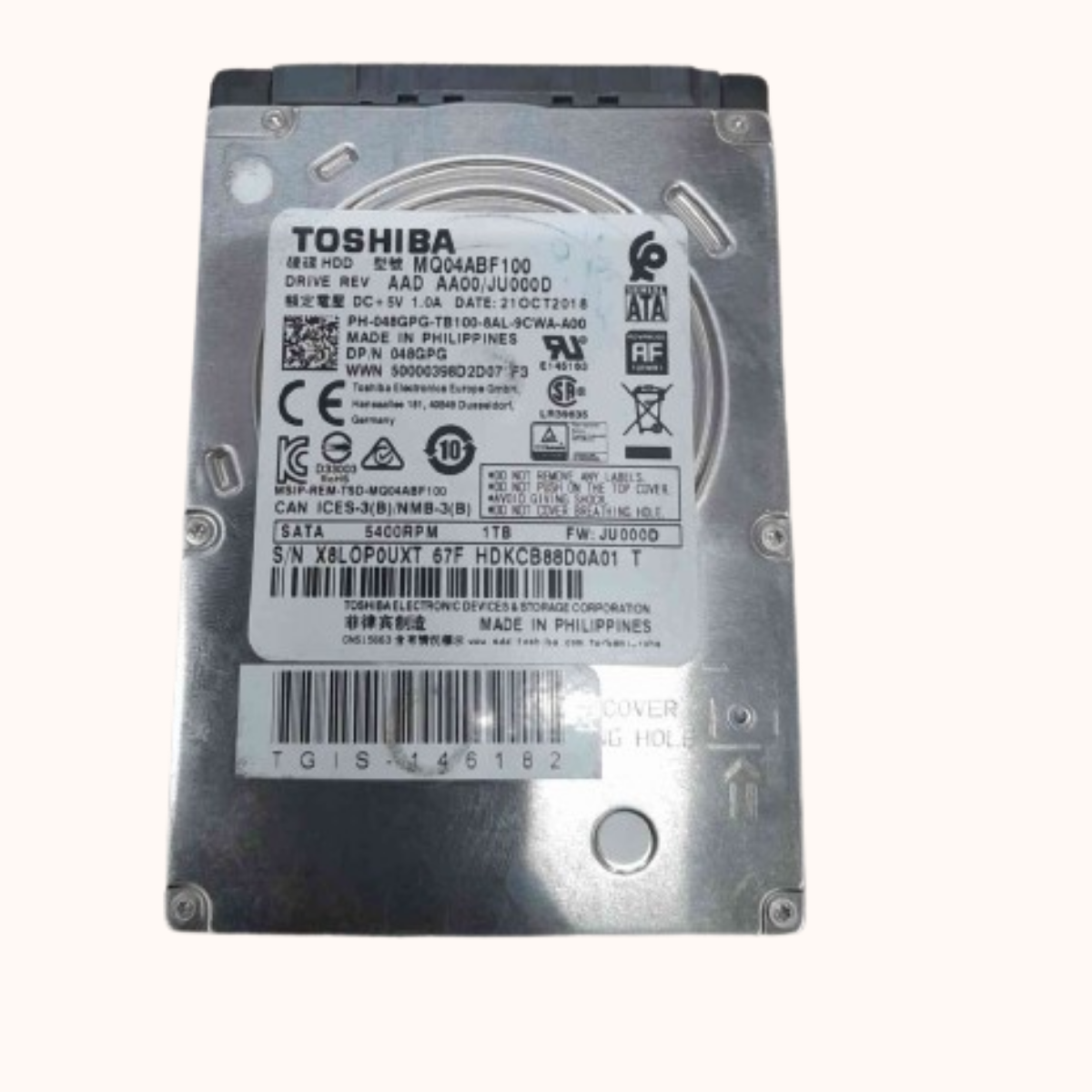 Refurbished TOSHIBA SATA Hard Disk 1TB (MQ04ABF100)