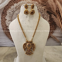 Beads Type Chain With Peacock Dollar With Green And Red Stones (SKU- 244)