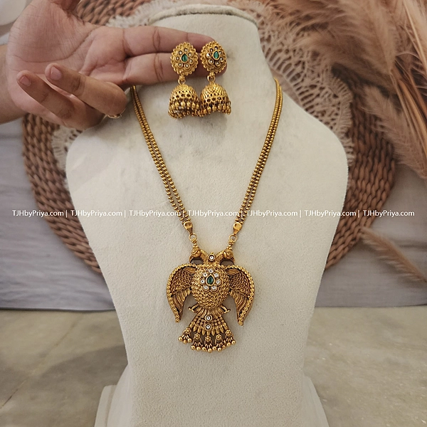 Beads Type Chain With Peacock Dollar With White Stones (SKU- 245)