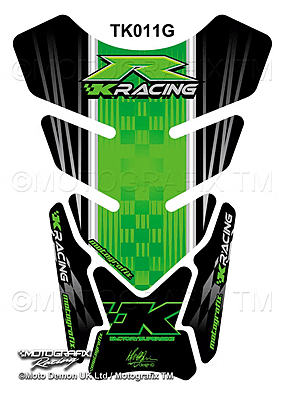 Motografix Kawasaki Green Cheq Motorcycle Tank Pad Protector Motografix 3D Gel