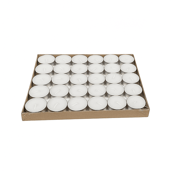 White Unscented Tea Light Candles – Pack of 50 (2g Each)
