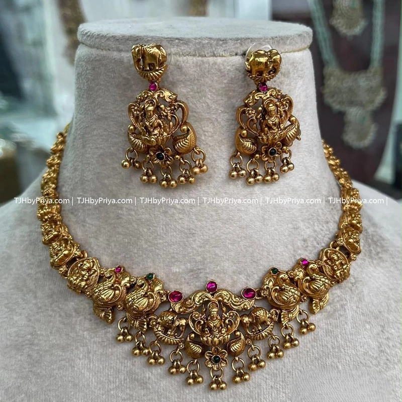 Budget Friendly Gold Alike Necklace With Gold Beads (TJH 384)
