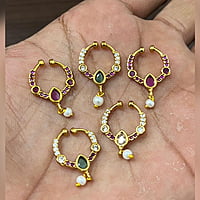 Nose Rings Round Stone-Pink