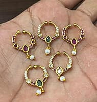 Nose Rings Round Stone-Multi Colour