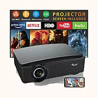 TONZO Android Projector 1080p Native 4K Support, 8000 Lumens, 300" , LS 855, Black