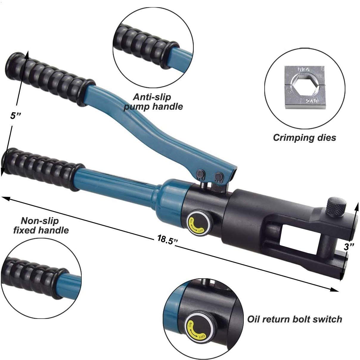 Hydraulic Crimping Tool: 16-Ton Manual Crimper for 10–300mm² Cable Lugs