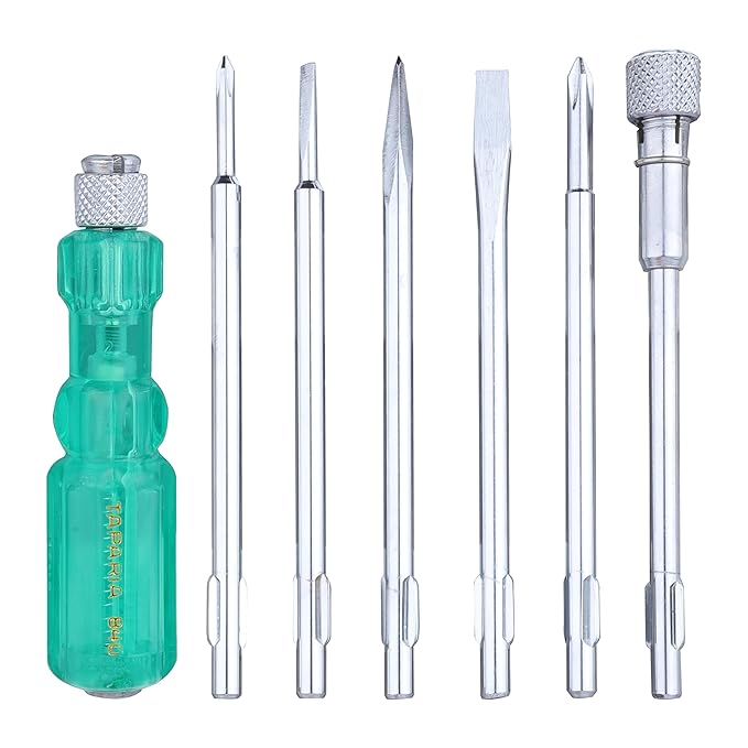 Screw Driver Set with Bulb - 840 (Neon, Silver and Green)