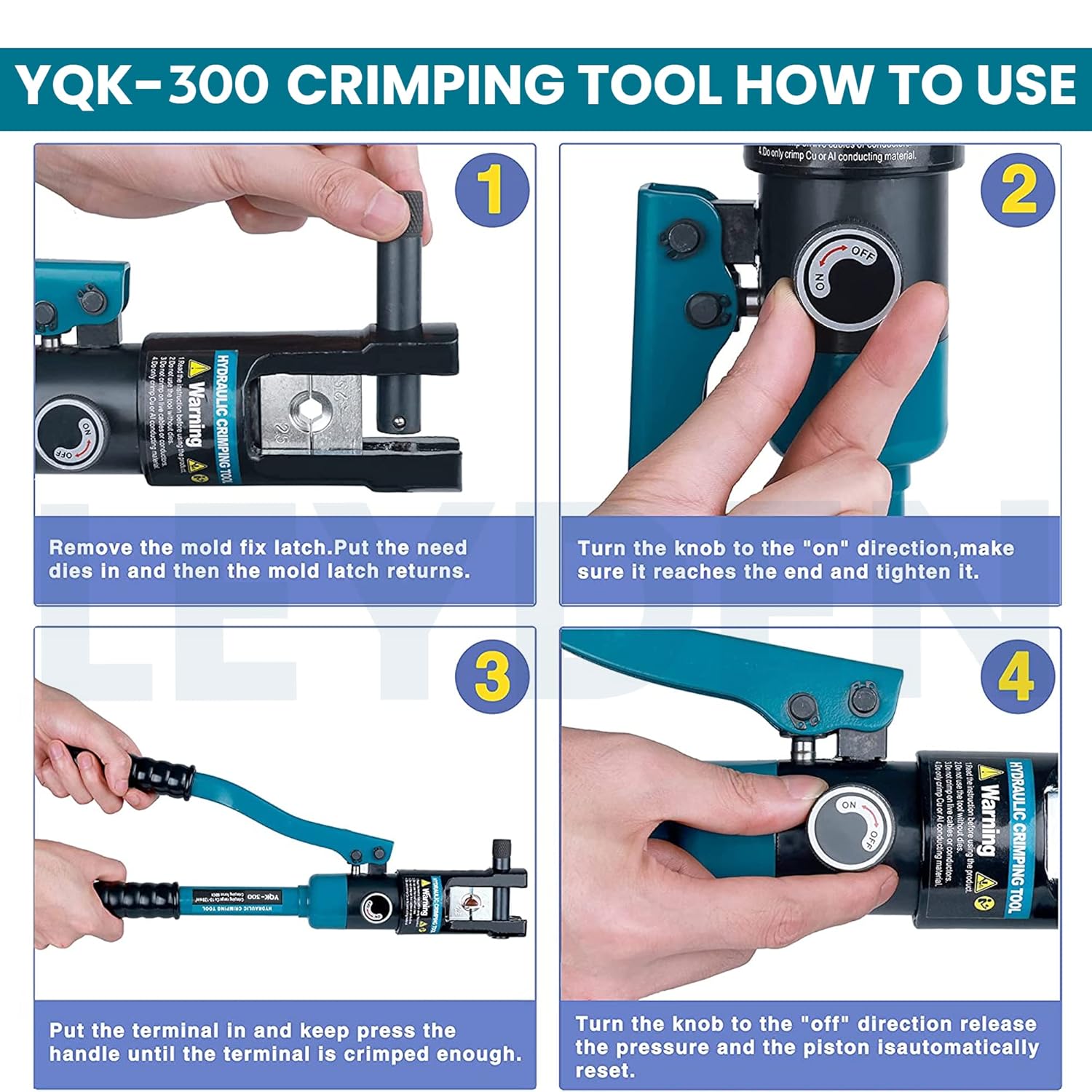 Hydraulic Crimping Tool: 16-Ton Manual Crimper for 10–300mm² Cable Lugs