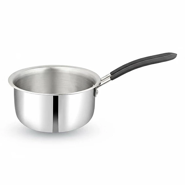 India Gold Triply Stainless Steel Sauce Pan | Induction & Gas Compatible Pan with Heat-Resistant Handle