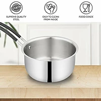 India Gold Triply Stainless Steel Sauce Pan | Induction & Gas Compatible Pan with Heat-Resistant Handle