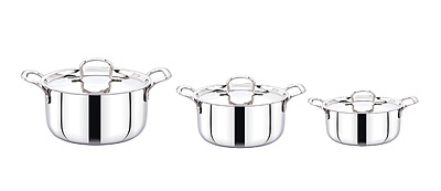 Garnny Kitchen Triply Stainless Steel Stew Pot with Lid, 3-Layer Induction and Gas Compatible