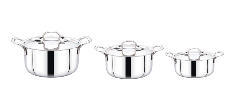 Garnny Kitchen Triply Stainless Steel Stew Pot with Lid, 3-Layer Induction and Gas Compatible
