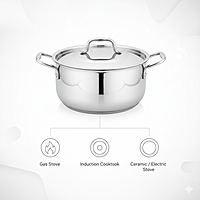 Garnny Kitchen Triply Stainless Steel Stew Pot with Lid, 3-Layer Induction and Gas Compatible