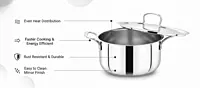 Garnny Kitchen Triply Stainless Steel Stew Pot with Lid, 3-Layer Induction and Gas Compatible