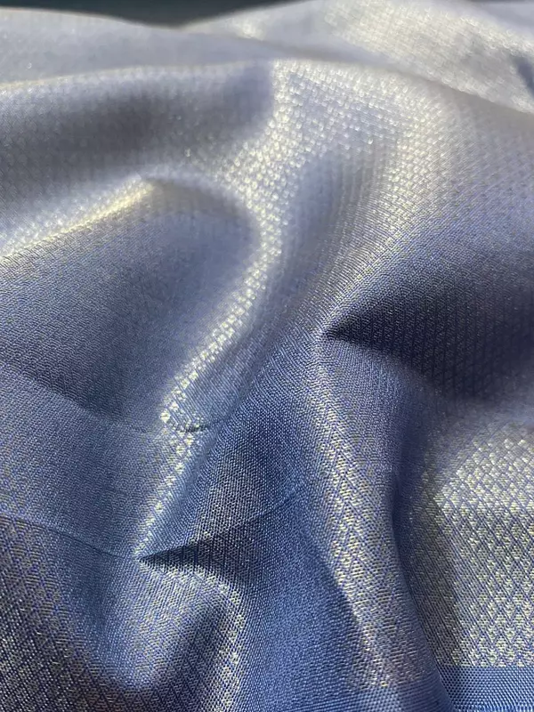 Aqua blue silk saree with sky blue zari pallu and floral zari border