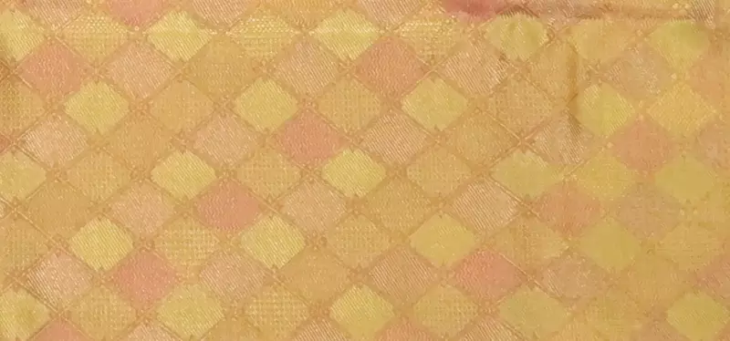 Peach orange Kanjivaram silk saree with zari border