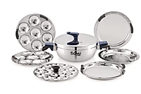 Sonu Tiros Triply Stainless Steel Multi-Kadai| Idli Maker, Dhokla Steamer, Steaming Plates