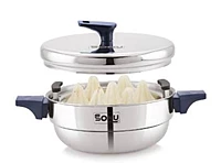 Sonu Tiros Triply Stainless Steel Multi-Kadai| Idli Maker, Dhokla Steamer, Steaming Plates