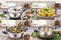 Sonu Tiros Triply Stainless Steel Multi-Kadai| Idli Maker, Dhokla Steamer, Steaming Plates