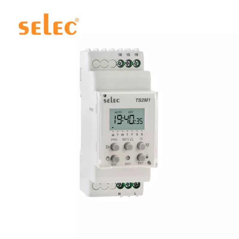 Selec TS2M1-2-16A Dual Channel Daily Weekly Time Switch | Front View
