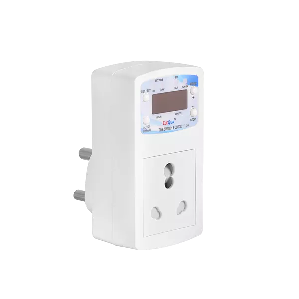 ELEQUA 16A Digital Plug-In Timer Switch with Clock Auto ON/OFF Programmable Timer for Geyser, Pump & Lighting
