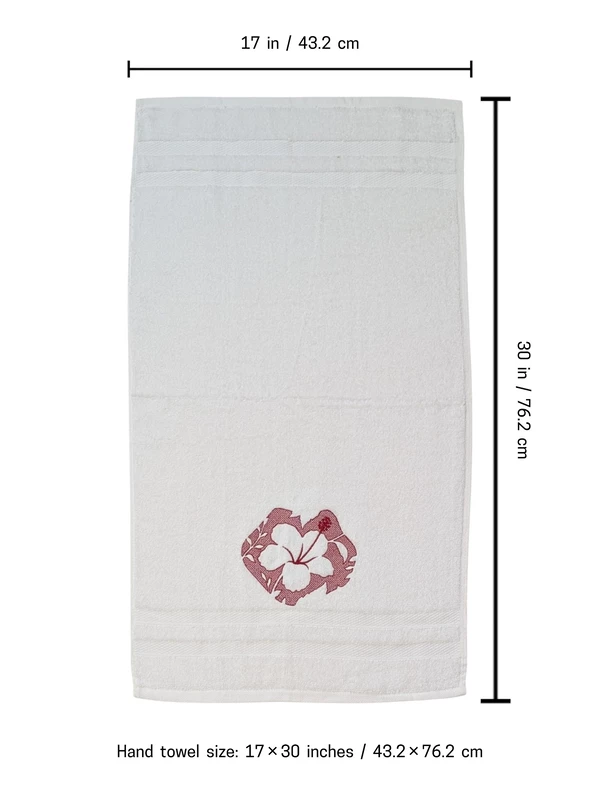 Tulip and Hibiscus Embroidered Hand Towel Set of 2
