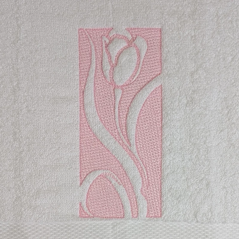 Tulip and Hibiscus Embroidered Hand Towel Set of 2