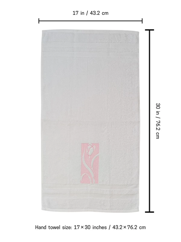 Tulip and Hibiscus Embroidered Hand Towel Set of 2