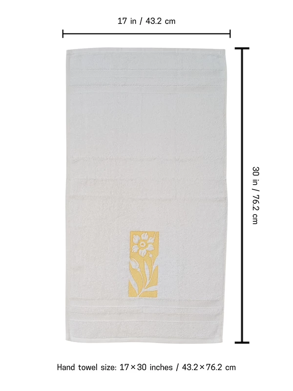 Daffodil and Cosmos Embroidered Hand Towel Set of 2