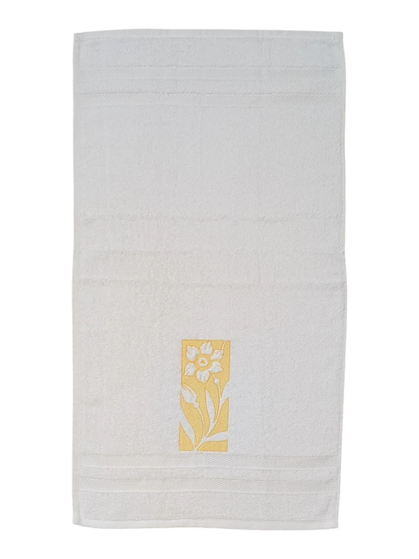 Daffodil and Cosmos Embroidered Hand Towel Set of 2