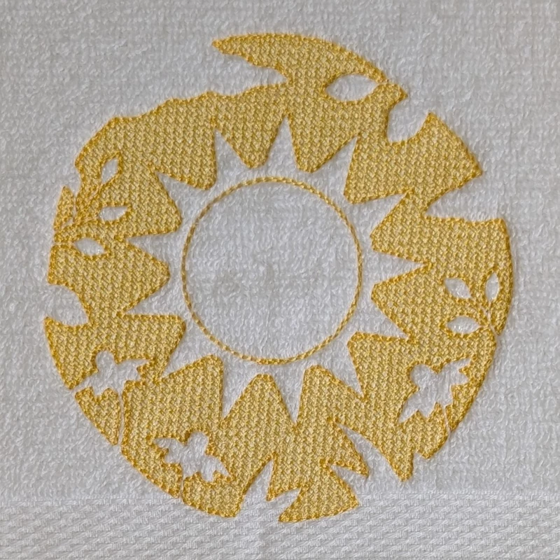 Seaside Lighthouse and Sun Embroidered Hand Towel Set of 2