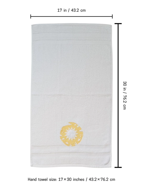 Seaside Lighthouse and Sun Embroidered Hand Towel Set of 2