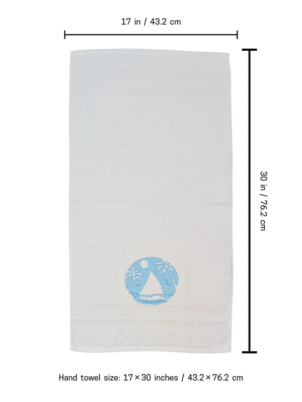 Dolphin and Tropical Sailboat Embroidered Hand Towel Set of 2