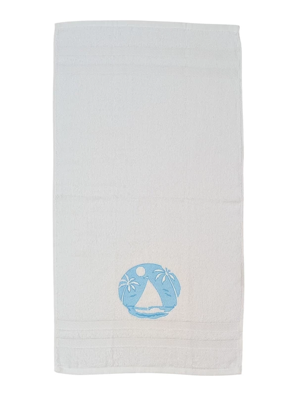Dolphin and Tropical Sailboat Embroidered Hand Towel Set of 2