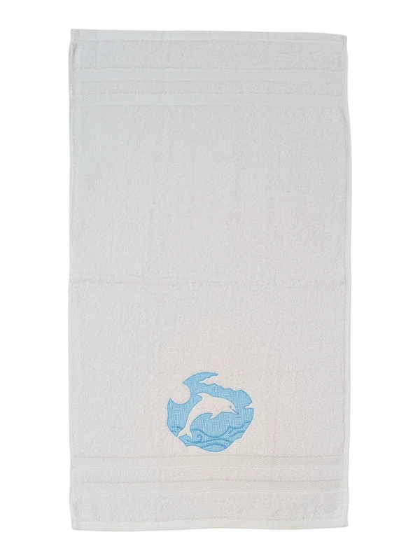 Dolphin and Tropical Sailboat Embroidered Hand Towel Set of 2