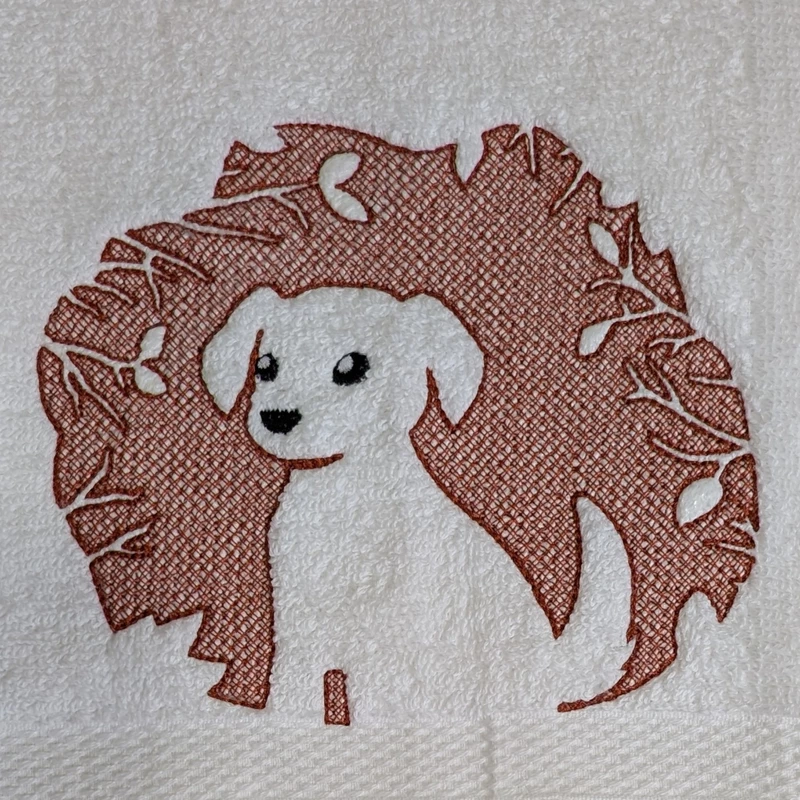 Cat and Dog Embroidered Hand Towel Set of 2