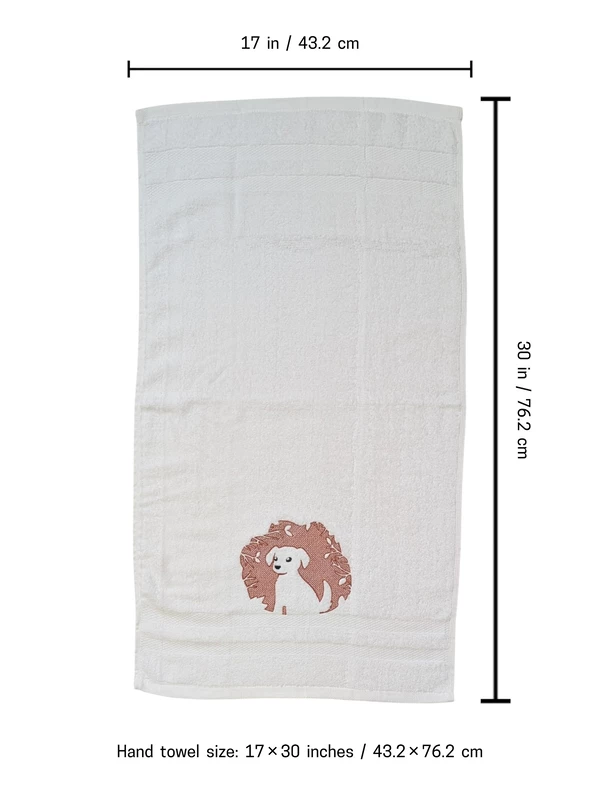 Cat and Dog Embroidered Hand Towel Set of 2