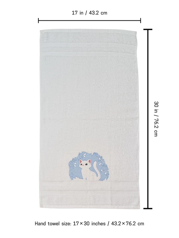 Cat and Dog Embroidered Hand Towel Set of 2