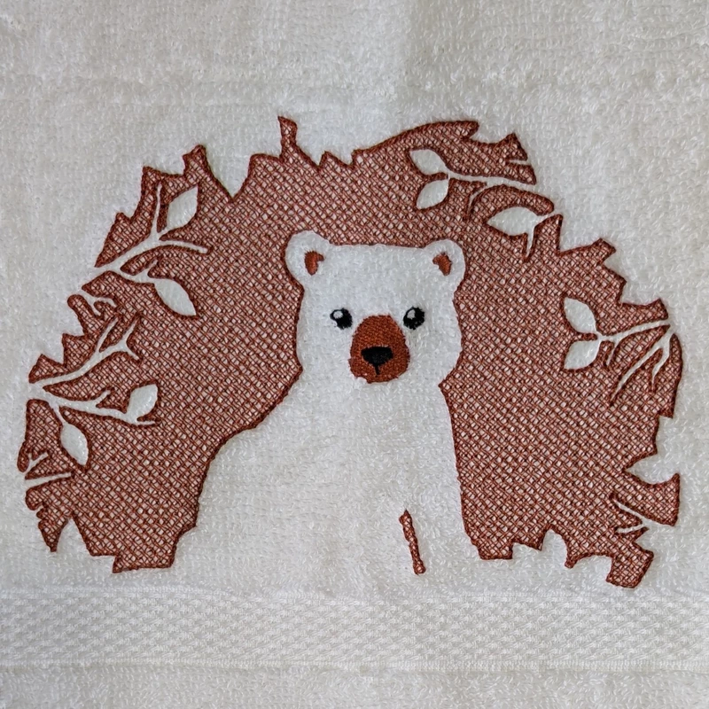 Sheep and Bear Embroidered Hand Towel Set of 2