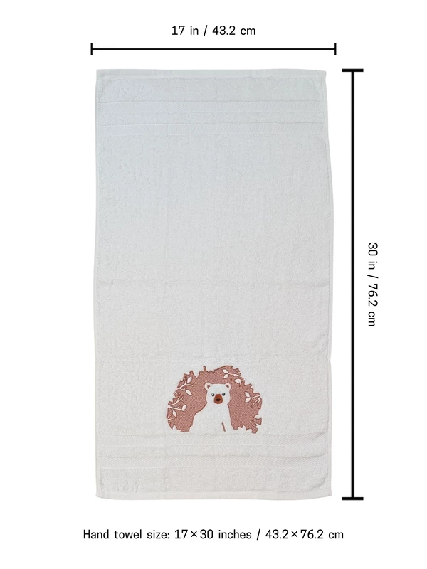 Sheep and Bear Embroidered Hand Towel Set of 2