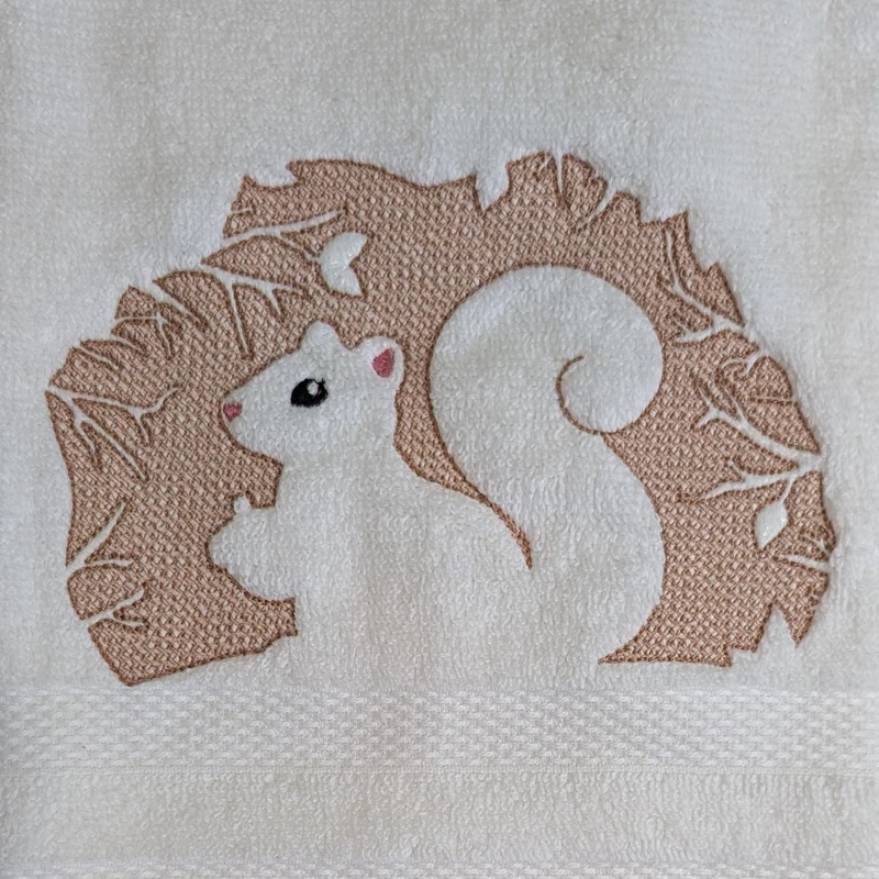 Rabbit and Squirrel Embroidered Hand Towel Set of 2