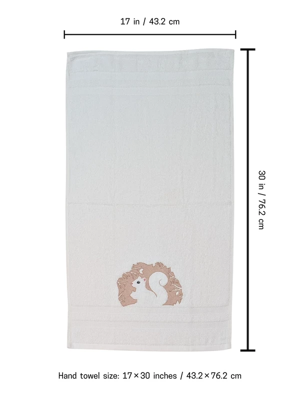 Rabbit and Squirrel Embroidered Hand Towel Set of 2