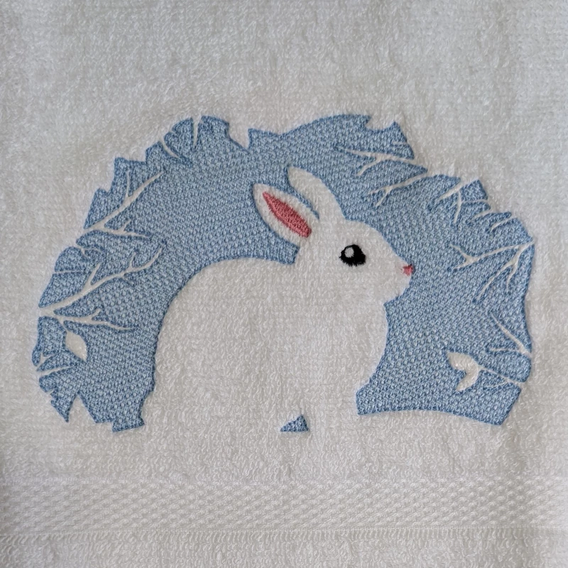 Rabbit and Squirrel Embroidered Hand Towel Set of 2