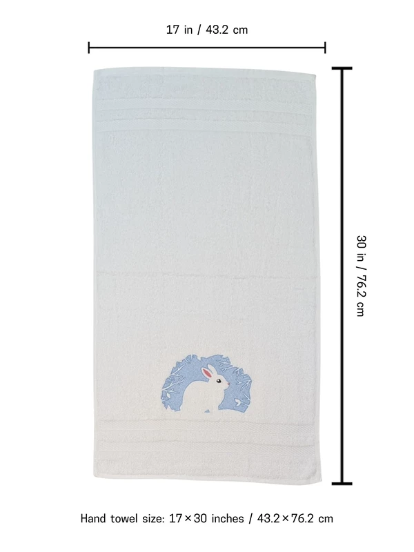 Rabbit and Duck Embroidered Hand Towel Set of 2