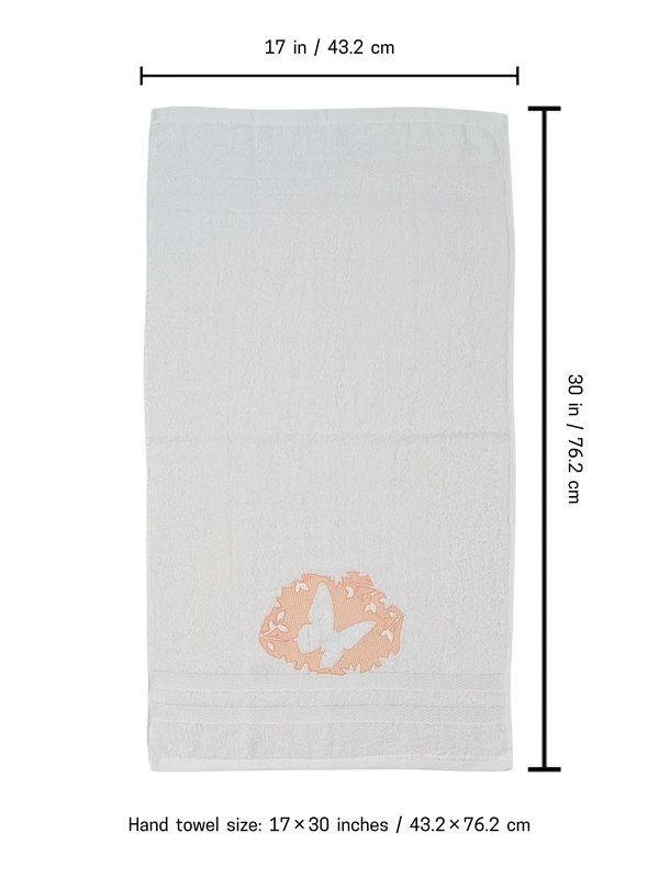 Butterfly and Bumble Bee Embroidered Hand Towel Set of 2