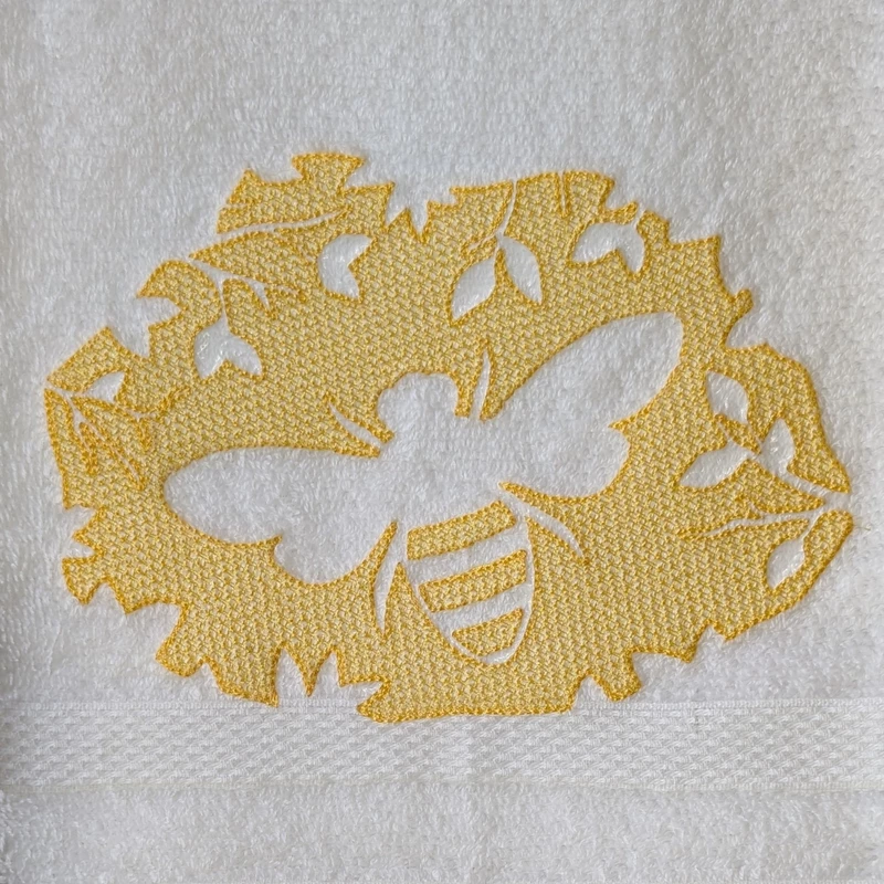 Butterfly and Bumble Bee Embroidered Hand Towel Set of 2