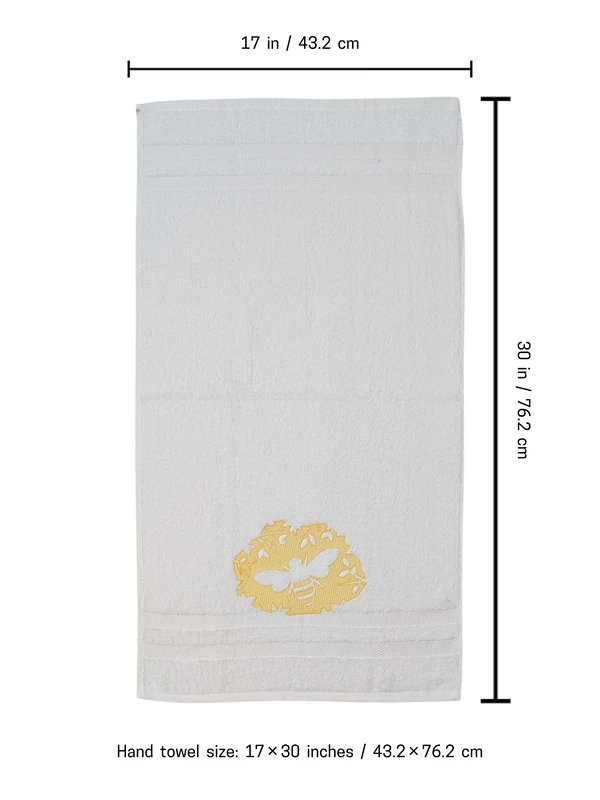 Butterfly and Bumble Bee Embroidered Hand Towel Set of 2